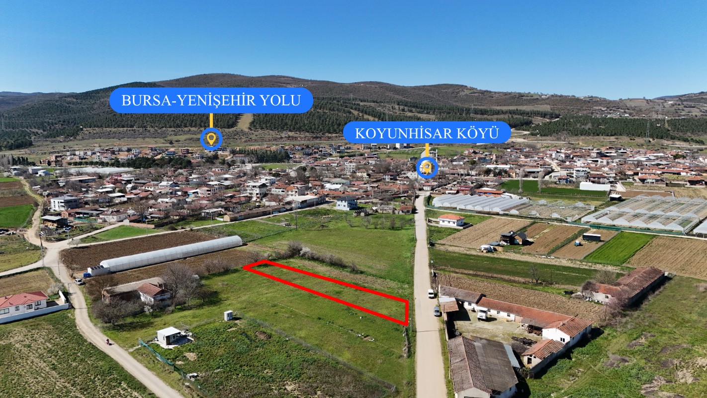 Bursa Yenişehir Koyunhisarda 1.502 m² Satılık Arsa | Yola Cephe